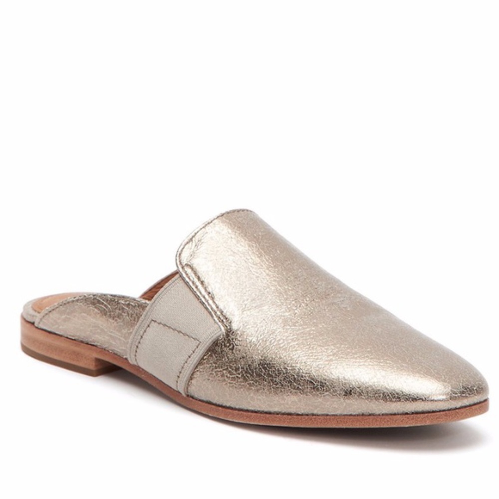 NWT Frye Terri Gore Metallic Silver Mule Slip on